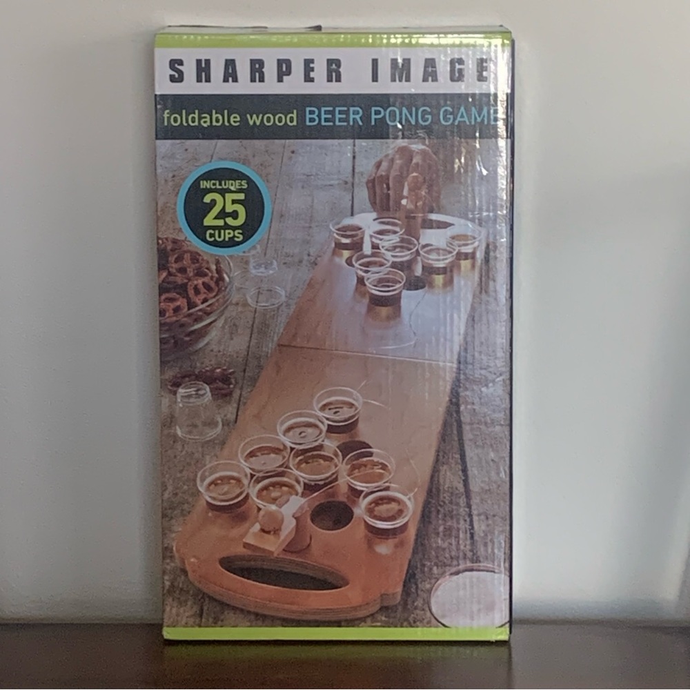 Sharper Image foldable wood beer pong adult drinking game